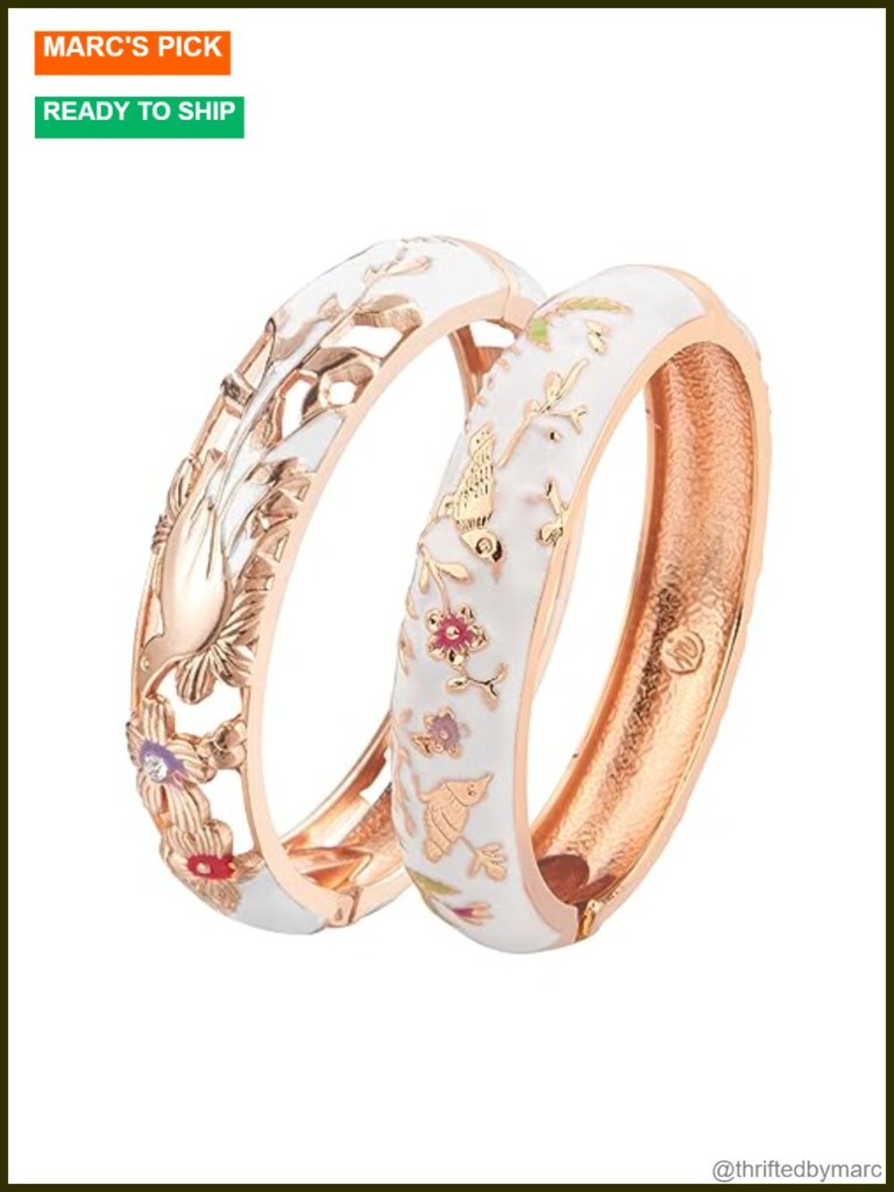 Enamel Crystal Hinge Cuff Bangle Bracelet
